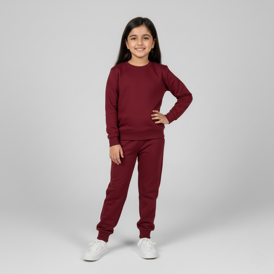 Girls Maroon Fleece Tracksuit