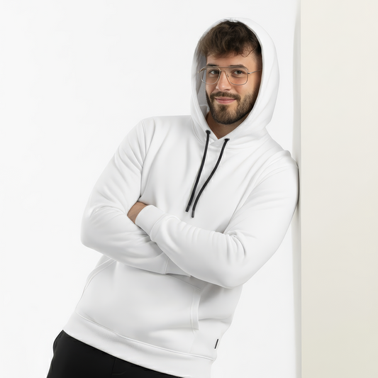 Men’s White Essential Plain Hoodie