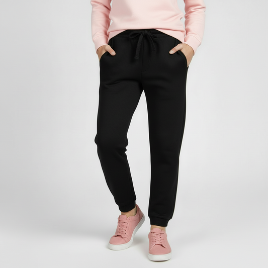 Girls Black Fleece Sweatpants