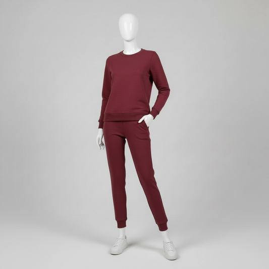 Women Maroon Fleece Sweatshirt Tracksuit