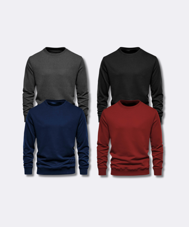 Bundle Deal: Sweatshirts Pack of 4 – Black, Maroon, Charcoal & Navy Blue