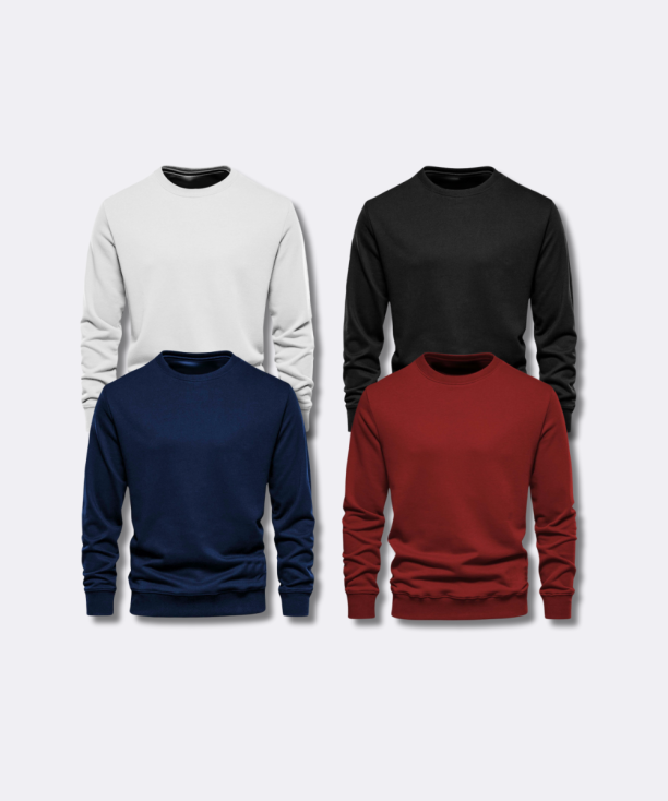 Bundle Deal: Sweatshirts Pack of 4 – White, Black, Maroon & Navy Blue