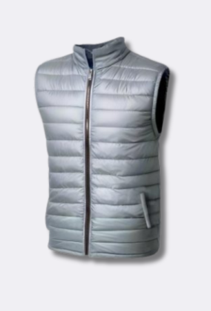 Men’s Sleeveless Puffer Vest Jacket in Light Grey