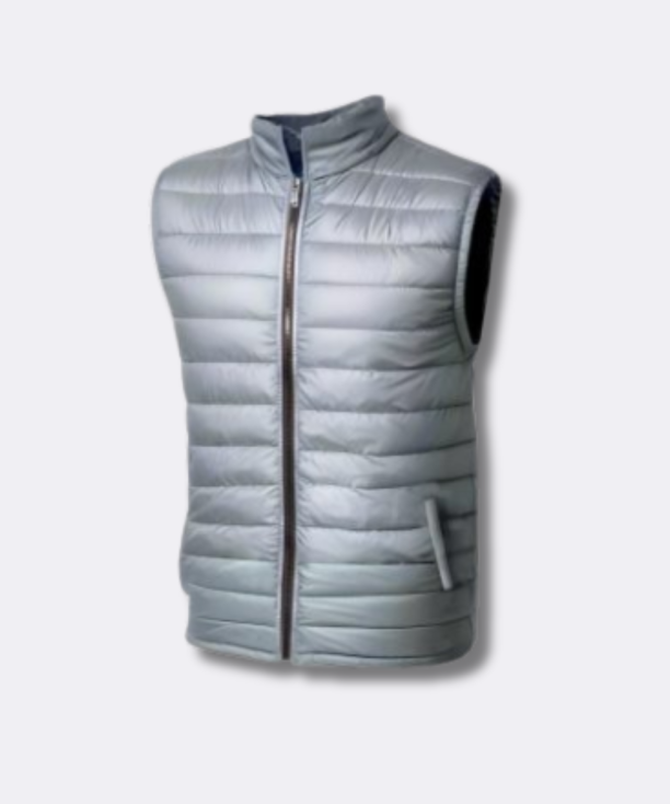 Men’s Sleeveless Puffer Vest Jacket in Light Grey