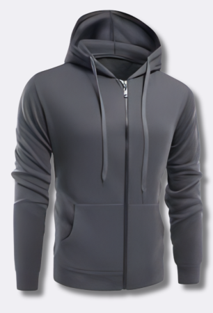 Men’s Solid Color Casual Zipper Hoodie