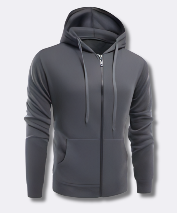 Men’s Solid Color Casual Zipper Hoodie