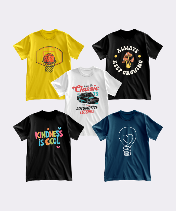 Bundle Deal: Kids Printed T-Shirts Pack of 5