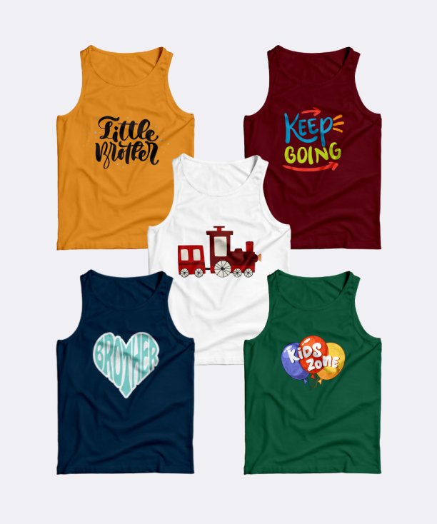 Kids Printed Sando Bundle – Pack of 5