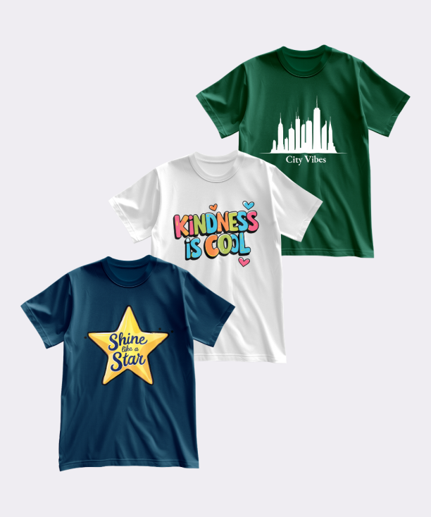 Bundle Deal: Kids Printed T-Shirts Pack of 3