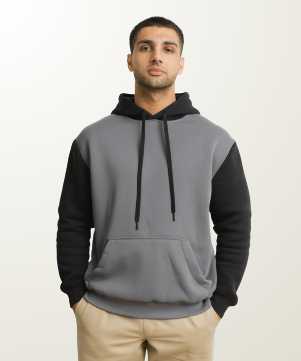 Men’s Black Contrast Panel Hoodie