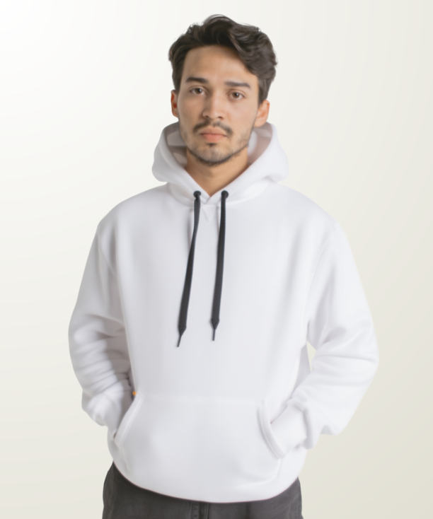 Men’s White Essential Plain Hoodie