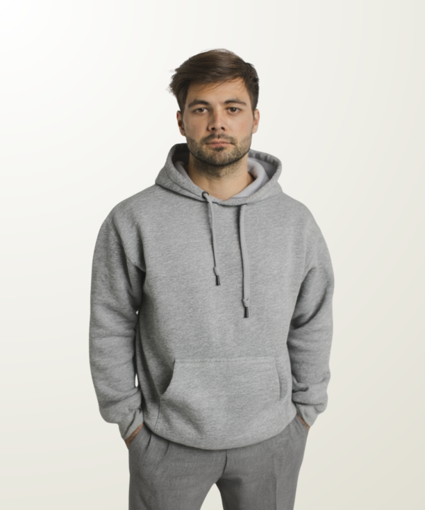 Men’s Heather Grey Essential Plain Hoodie